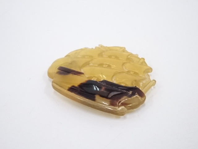鼈甲　帆船帯留 アンティーク着物 ] - 帯留 本鼈甲製 帆船彫帯留（6g） □zネット